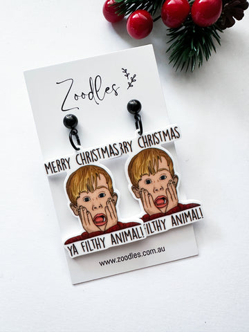 Zoodles Acrylic Dangles - Merry Christmas Ya Filthy Animal