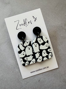 Zoodles Acrylic Halloween Dangles - Ghosts