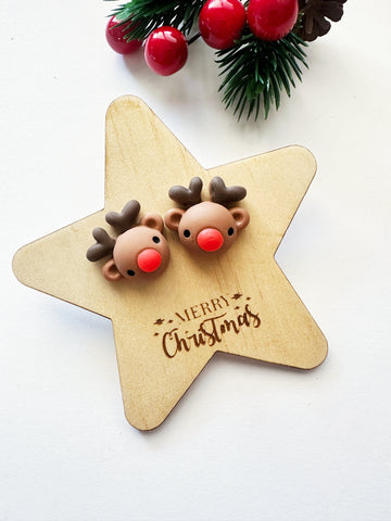 Zoodles Reindeer Statement Studs on Timber Star Board