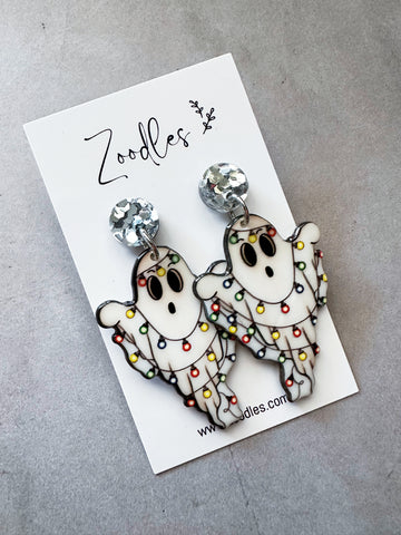 Zoodles Acrylic Halloween Dangles - Rainbow Ghost