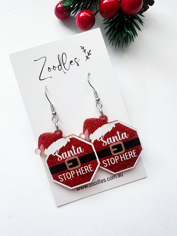 Zoodles Acrylic Hook Dangles - Santa Stop Here