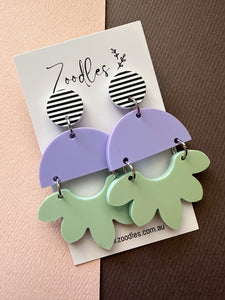 Zoodles Acrylic Dangles - Lilac & Mint Stripe