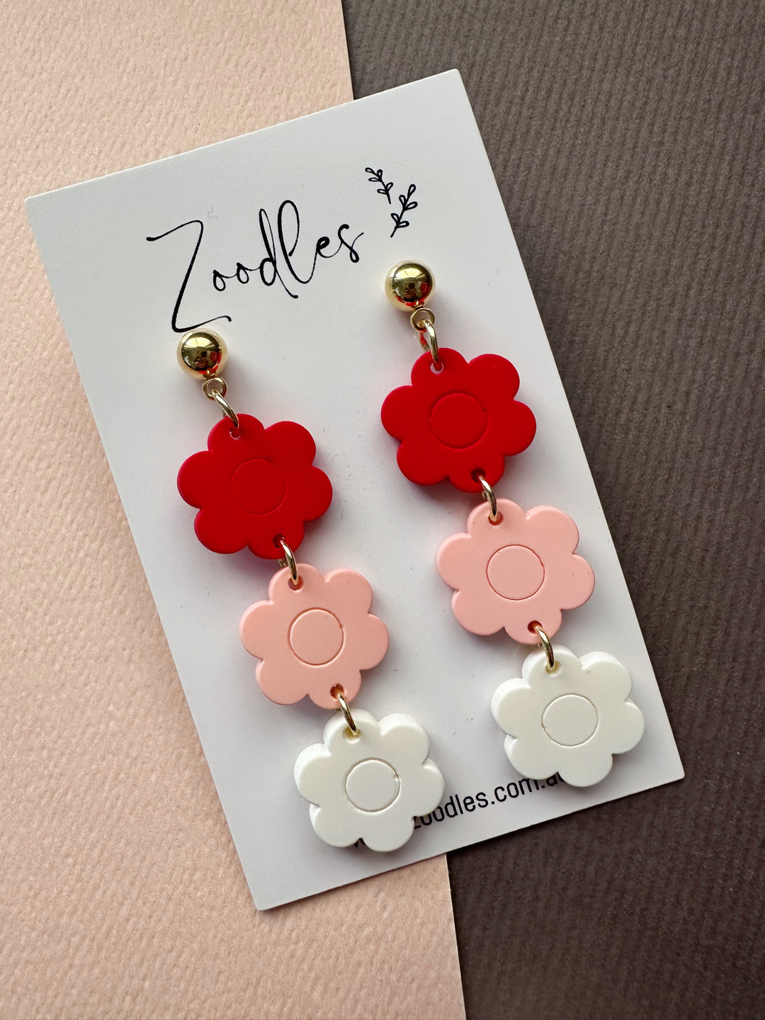 Zoodles Dangles - Pink & Red Trio Flowers