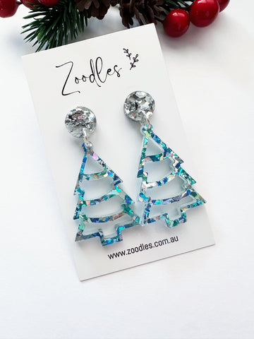 Zoodles Acrylic Dangles - Aqua Kaleidoscope Christmas Tree