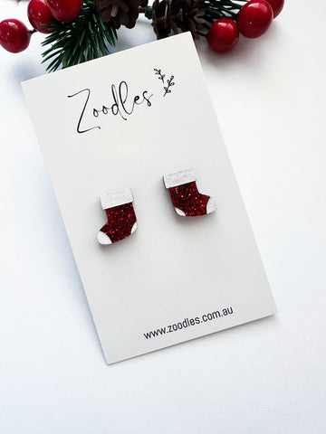 Zoodles Acrylic Christmas Studs - Stockings