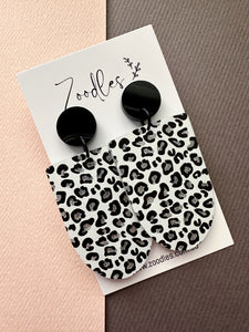 Zoodles Acrylic Statement Dangles - Monochrome Leopard