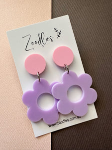 Zoodles Acrylic Dangles - Pink & Lilac Flower