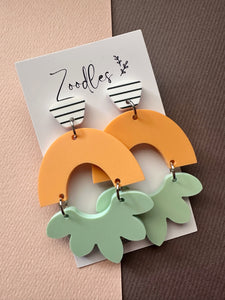 Zoodles Acrylic Statement Dangles - Peach & Mint