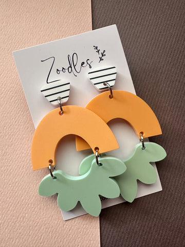 Zoodles Acrylic Statement Dangles - Peach & Mint