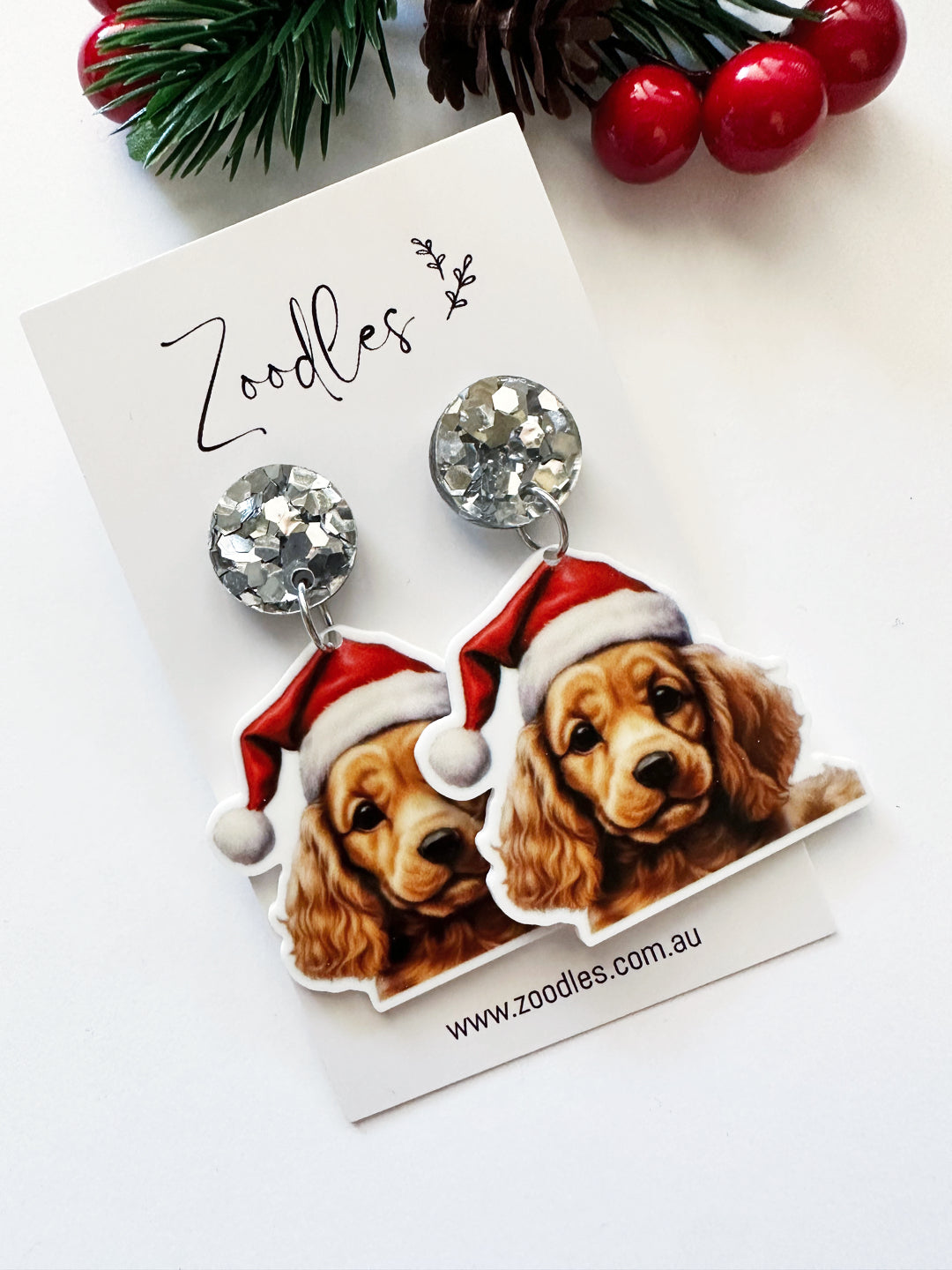 Zoodles Acrylic Dangles - Spaniel Dog