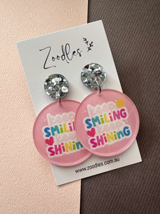 Zoodles Acrylic Dangles - Keep Smiling, Keep Shining