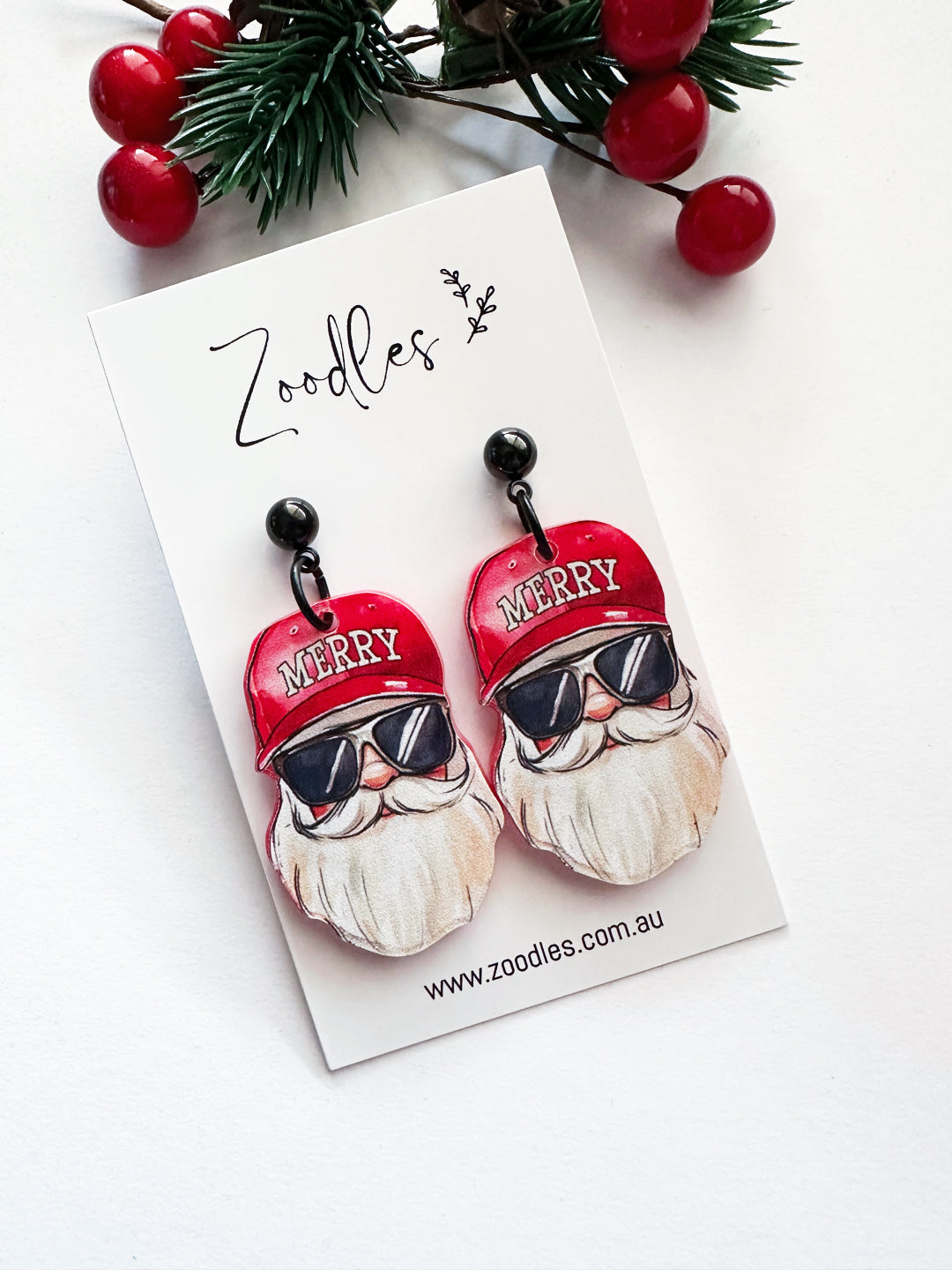 Zoodles Acrylic Dangles -  Merry Santa