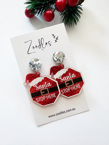 Zoodles Acrylic Dangles - Santa Stop Here