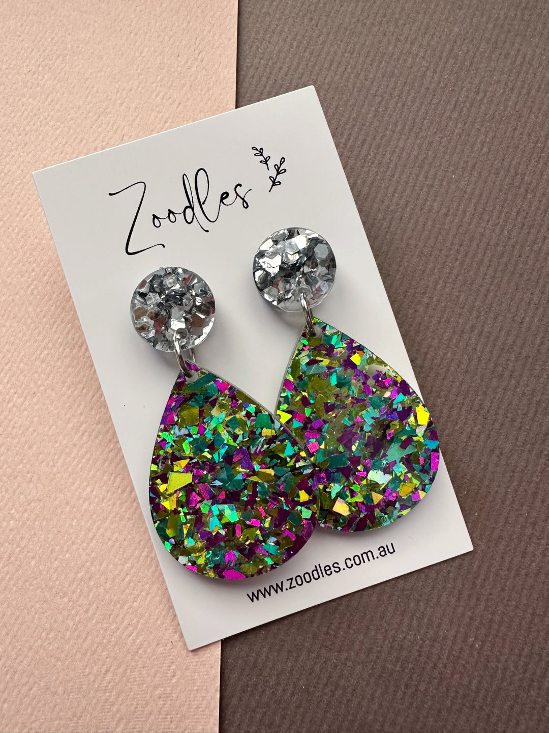 Zoodles Acrylic Dangles - Teardrop Kaleidoscope