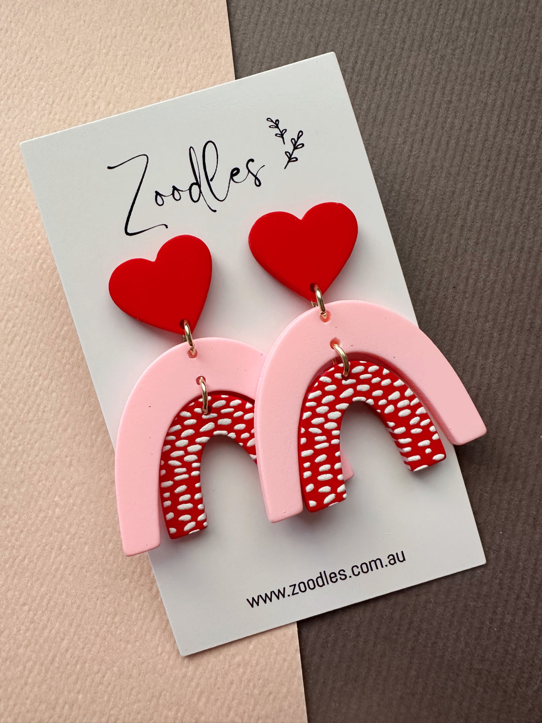 Zoodles Dangles - Pink & Red Rainbows