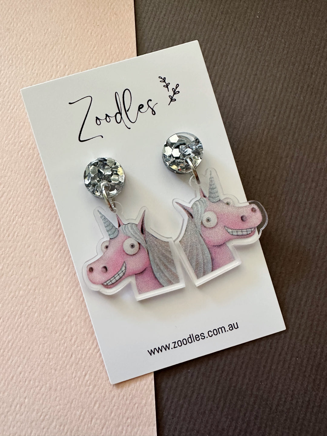 Zoodles Acrylic Statement Dangles - Thelma the Unicorn