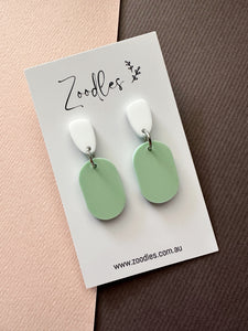 Zoodles Acrylic Small Dangles - Pastel Sage Pebble top