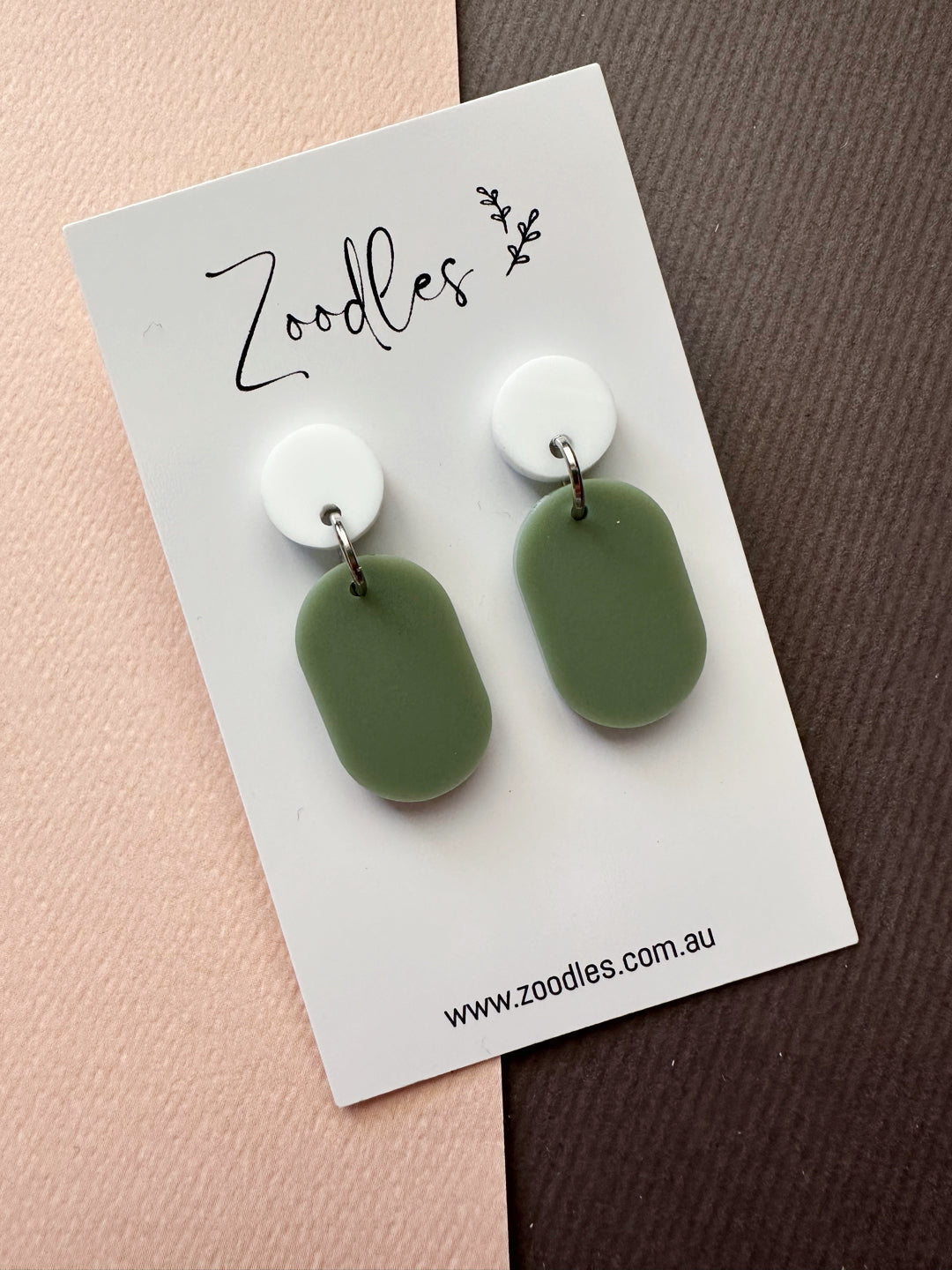 Zoodles Acrylic Small Dangles - Olive