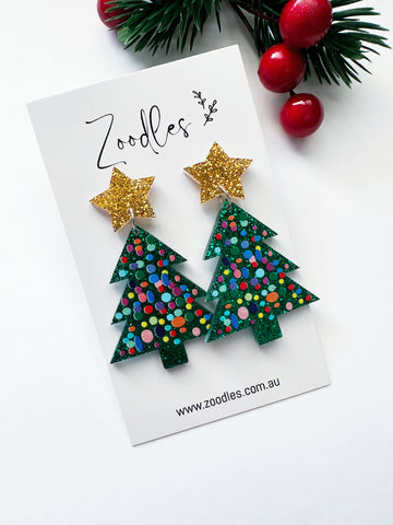 Zoodles Acrylic Dangles - Polka Dot Christmas Tree