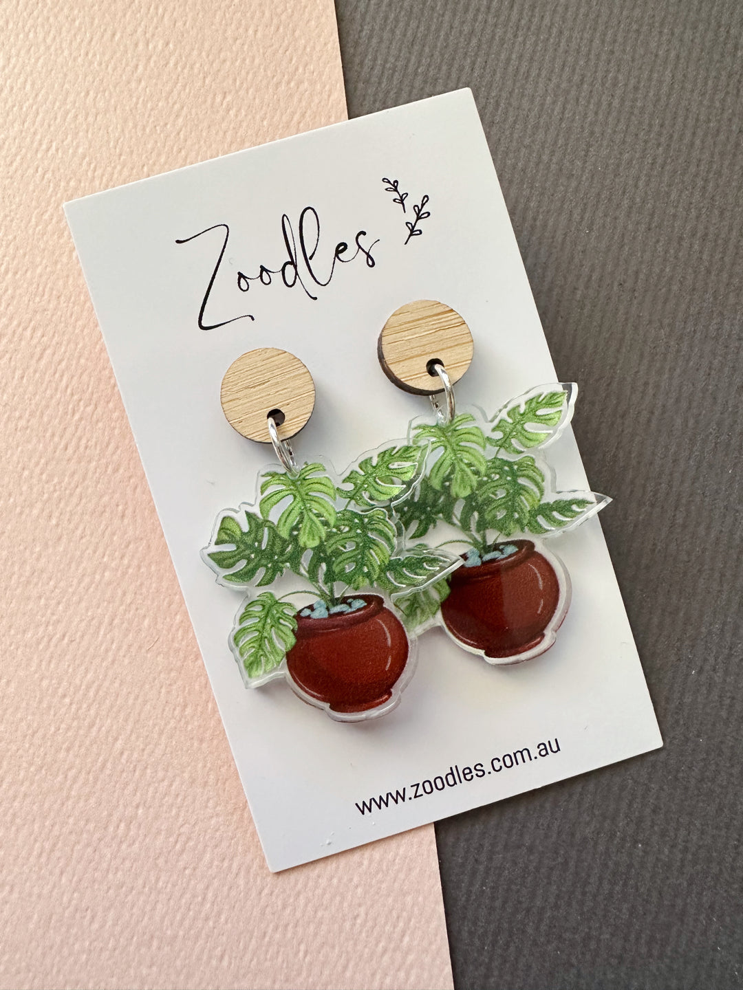 Zoodles Acrylic Dangles - Potted Monstera
