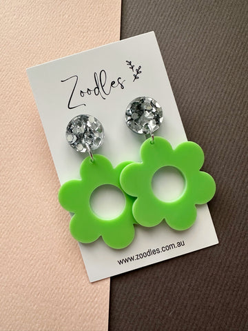 Zoodles Acrylic Dangles - Lime Flower