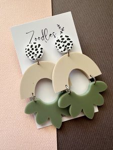 Zoodles Acrylic Statement Dangles - Olive & Stone Spot