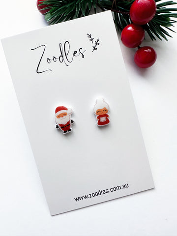 Zoodles Acrylic Mini Studs -  Mr & Mrs Claus