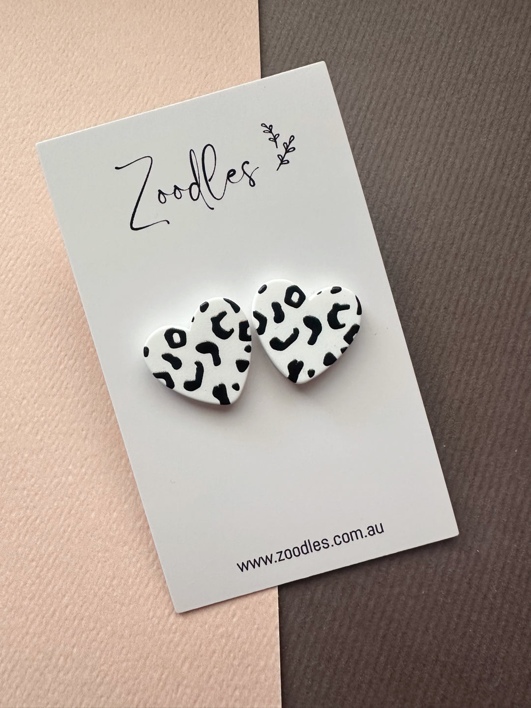 Zoodles Statement Studs - Monochrome Hearts