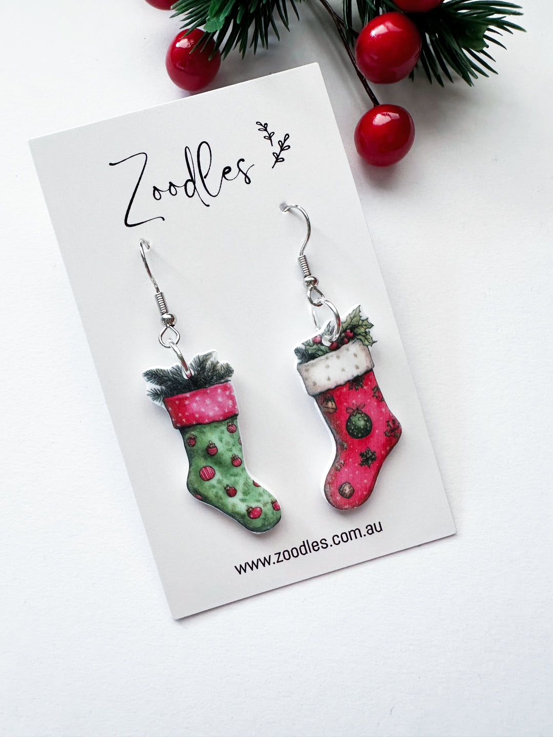 Zoodles Acrylic Hook Dangles - Christmas Stockings