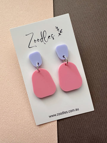 Zoodles Acrylic Dangles - Pink & Lilac Pebbles