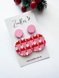 Zoodles Acrylic Dangles - Pink & Red Santa Roundies