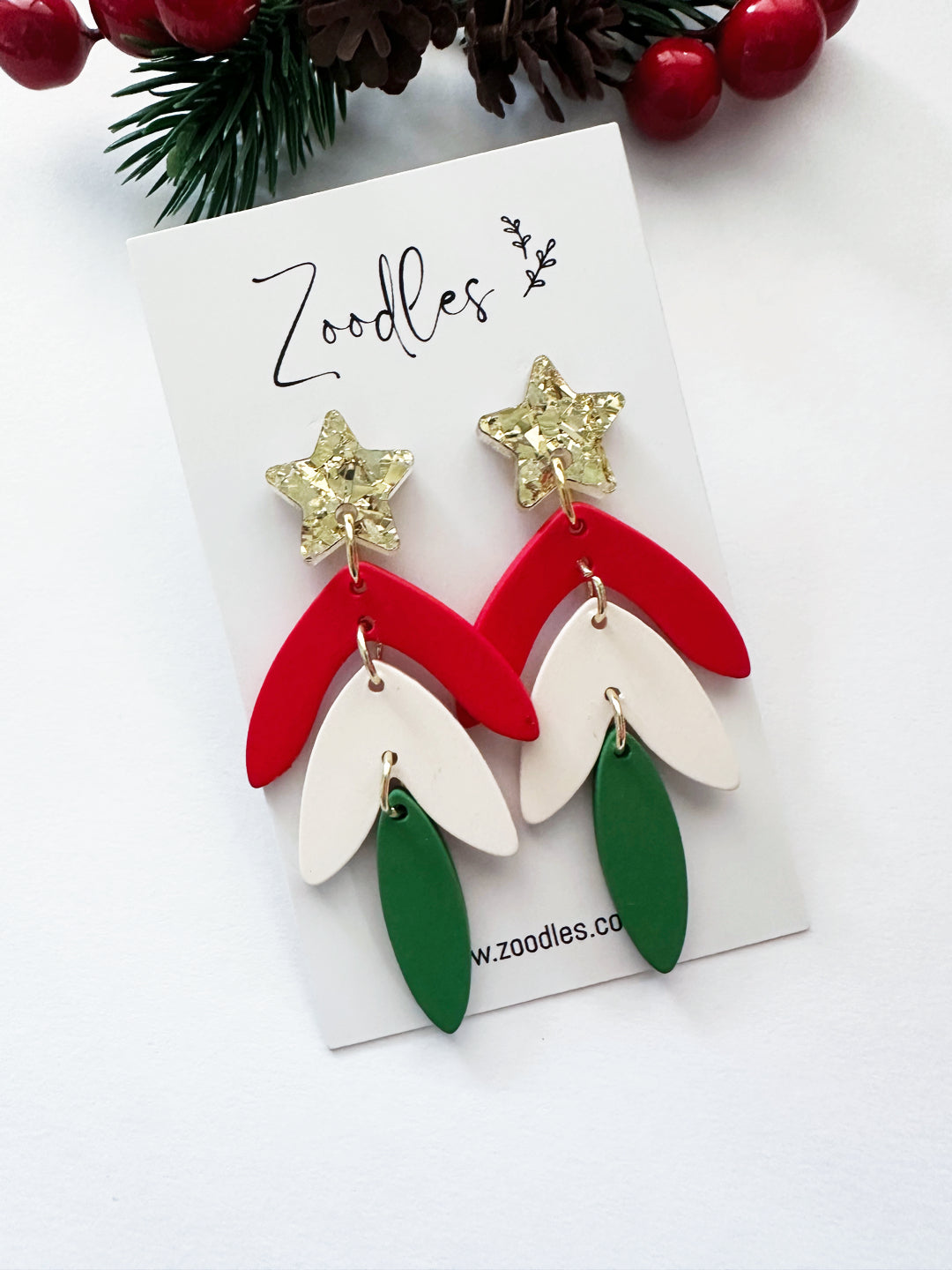 Zoodles Acrylic Dangles - Merry Christmas Feather