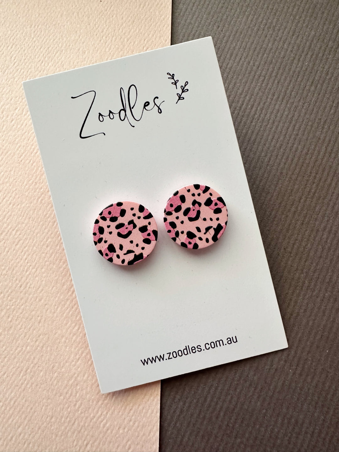 Zoodles Statement Studs -  Pink Leopard