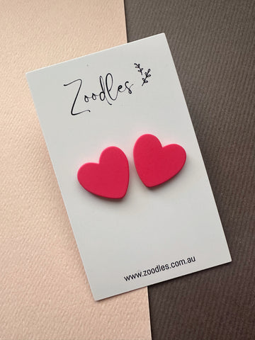 Zoodles Statement Studs - Pink Hearts