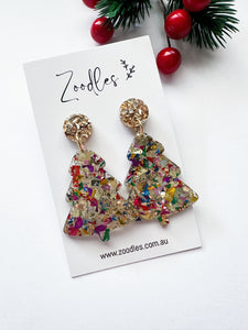 Zoodles Acrylic Dangles - Gold Kaleidoscope Christmas Tree