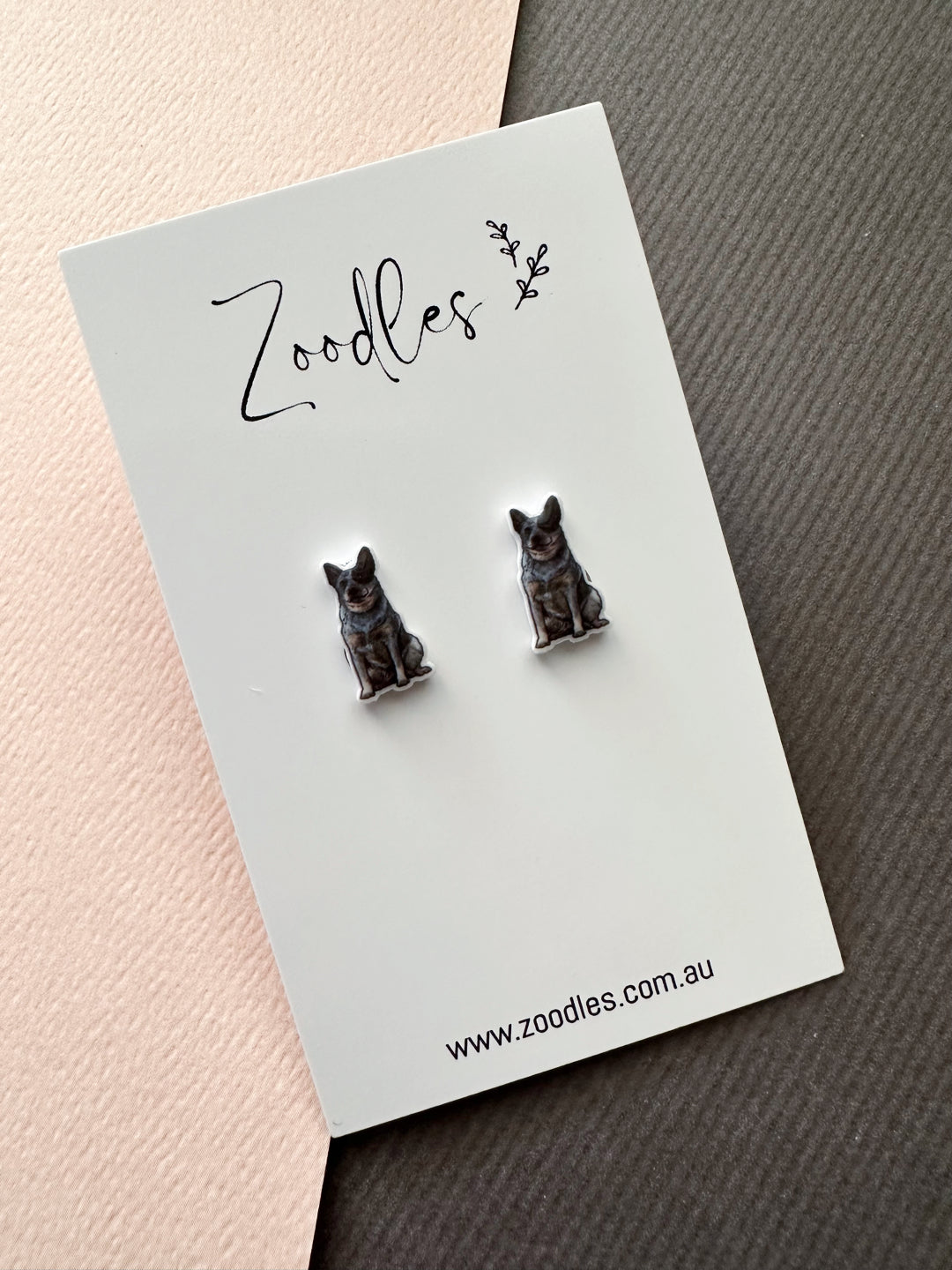 Zoodles Acrylic Mini Studs - Blue Heeler Dog