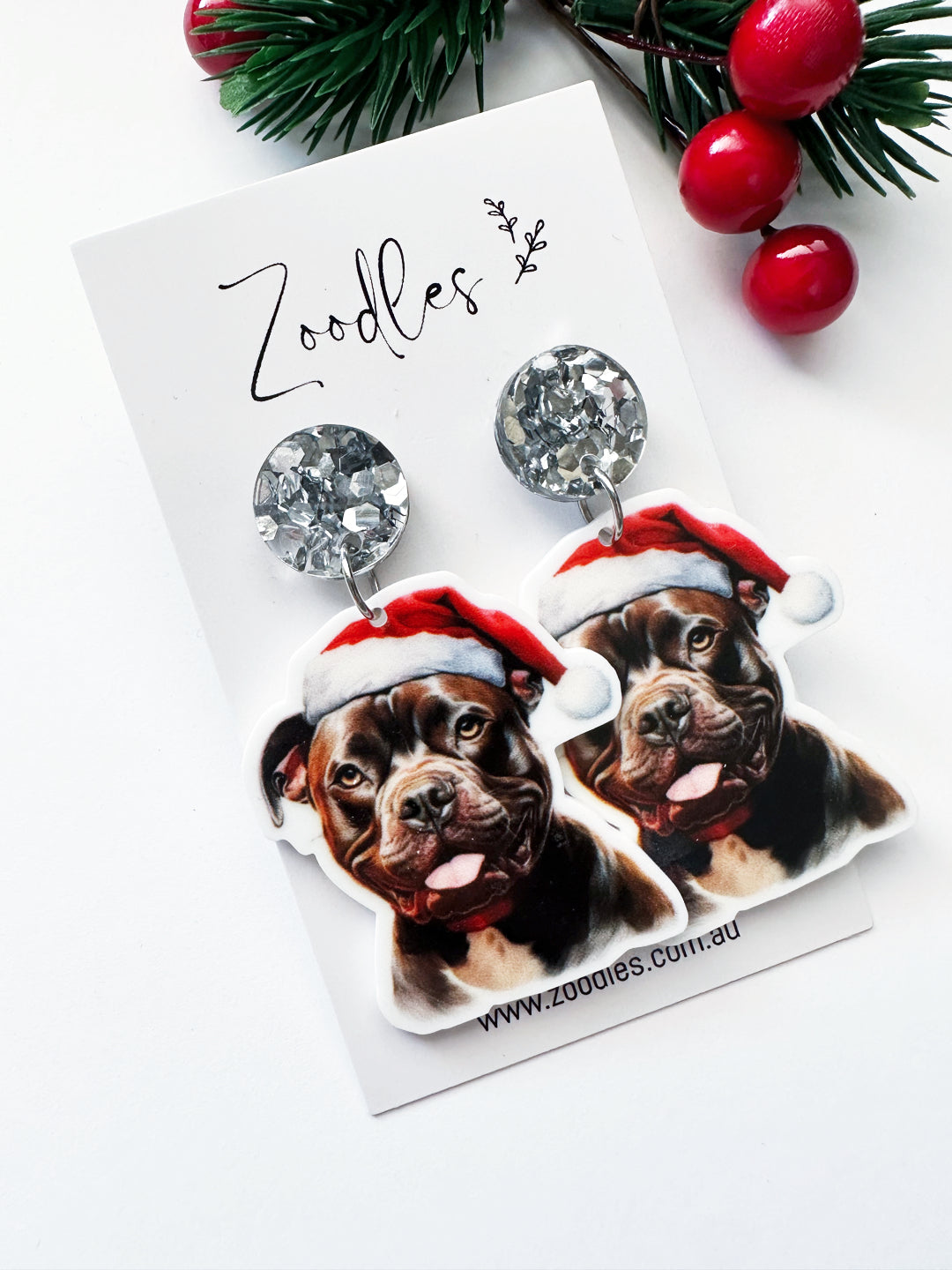 Zoodles Acrylic Dangles - Staffy Dog