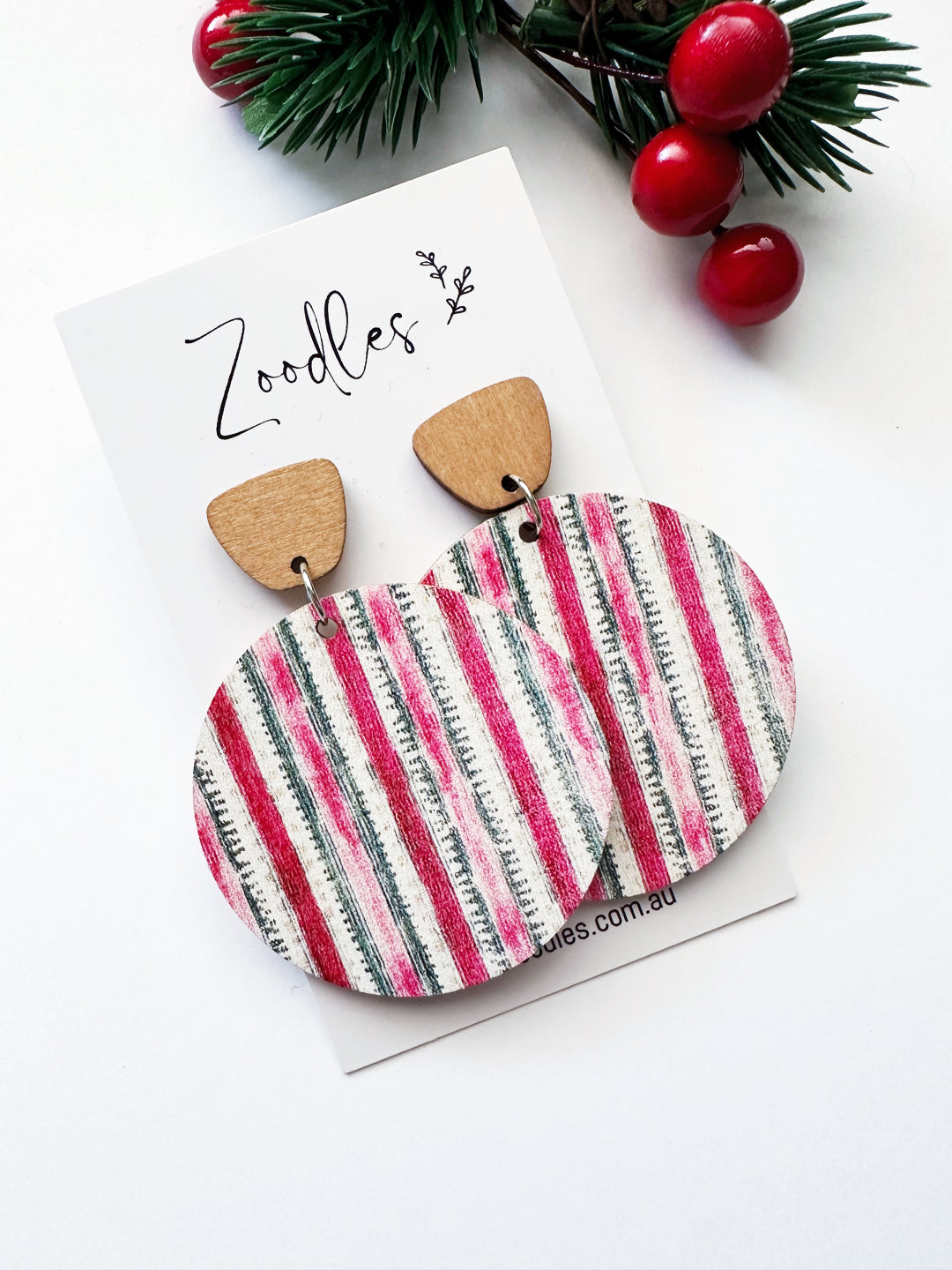 Zoodles Wooden Dangles - Christmas Stripe