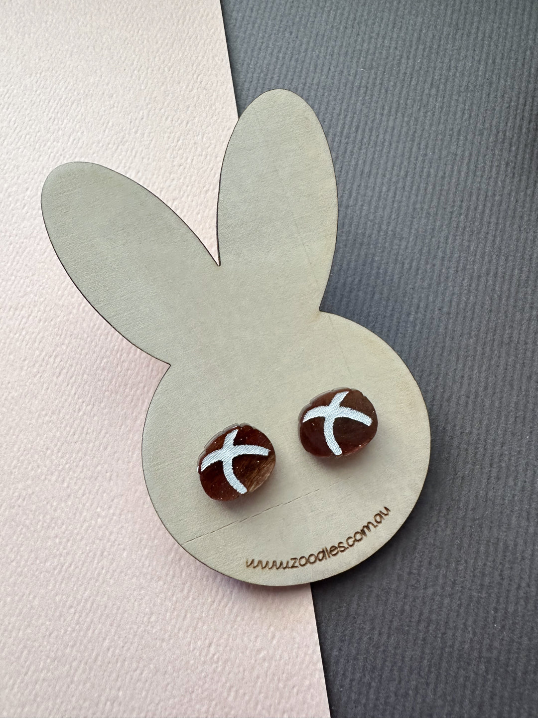 Zoodles Acrylic Studs on Timber Bunny Board - Hot Cross Buns