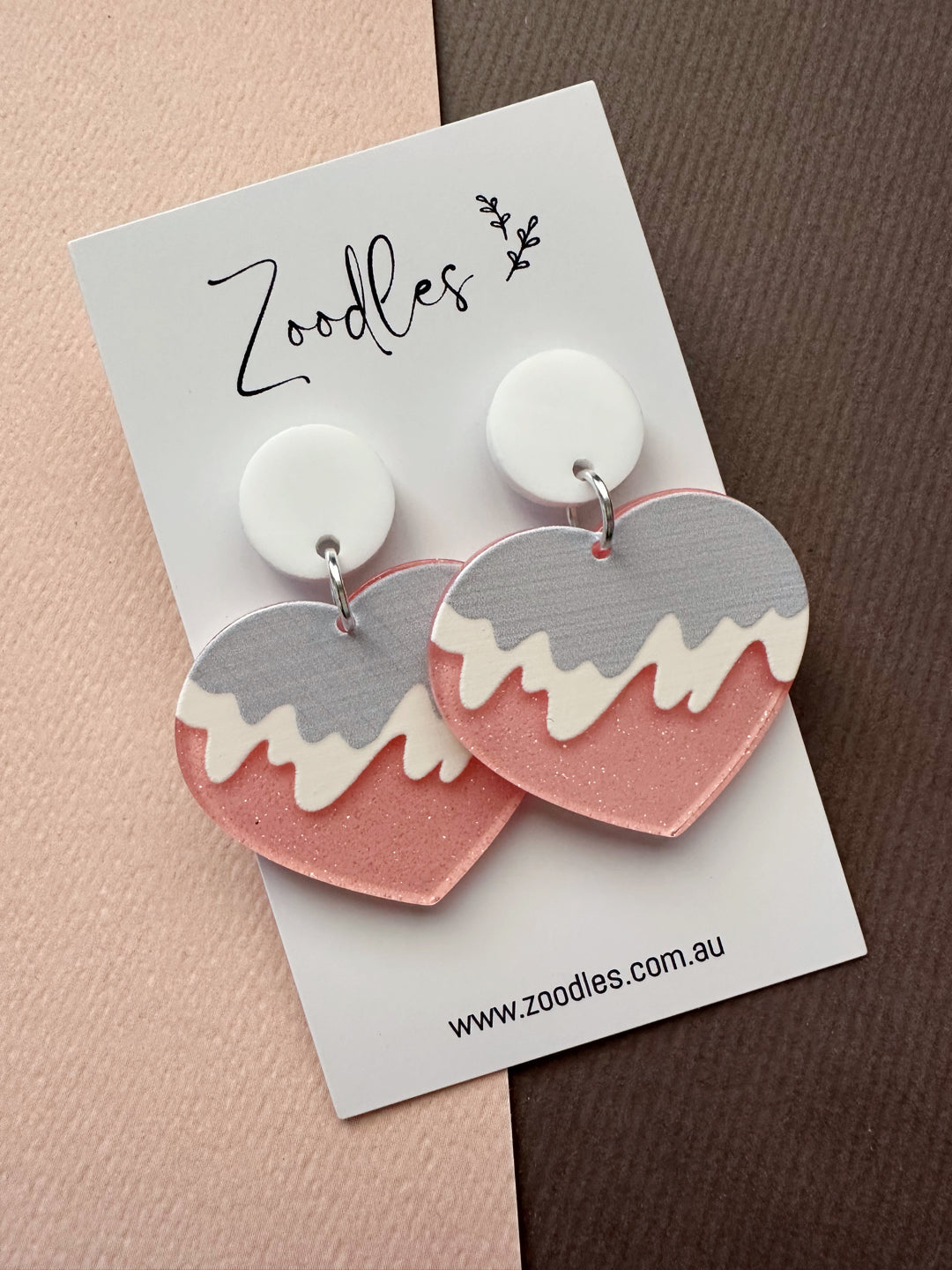 Zoodles Acrylic Dangles - Frosted Hearts