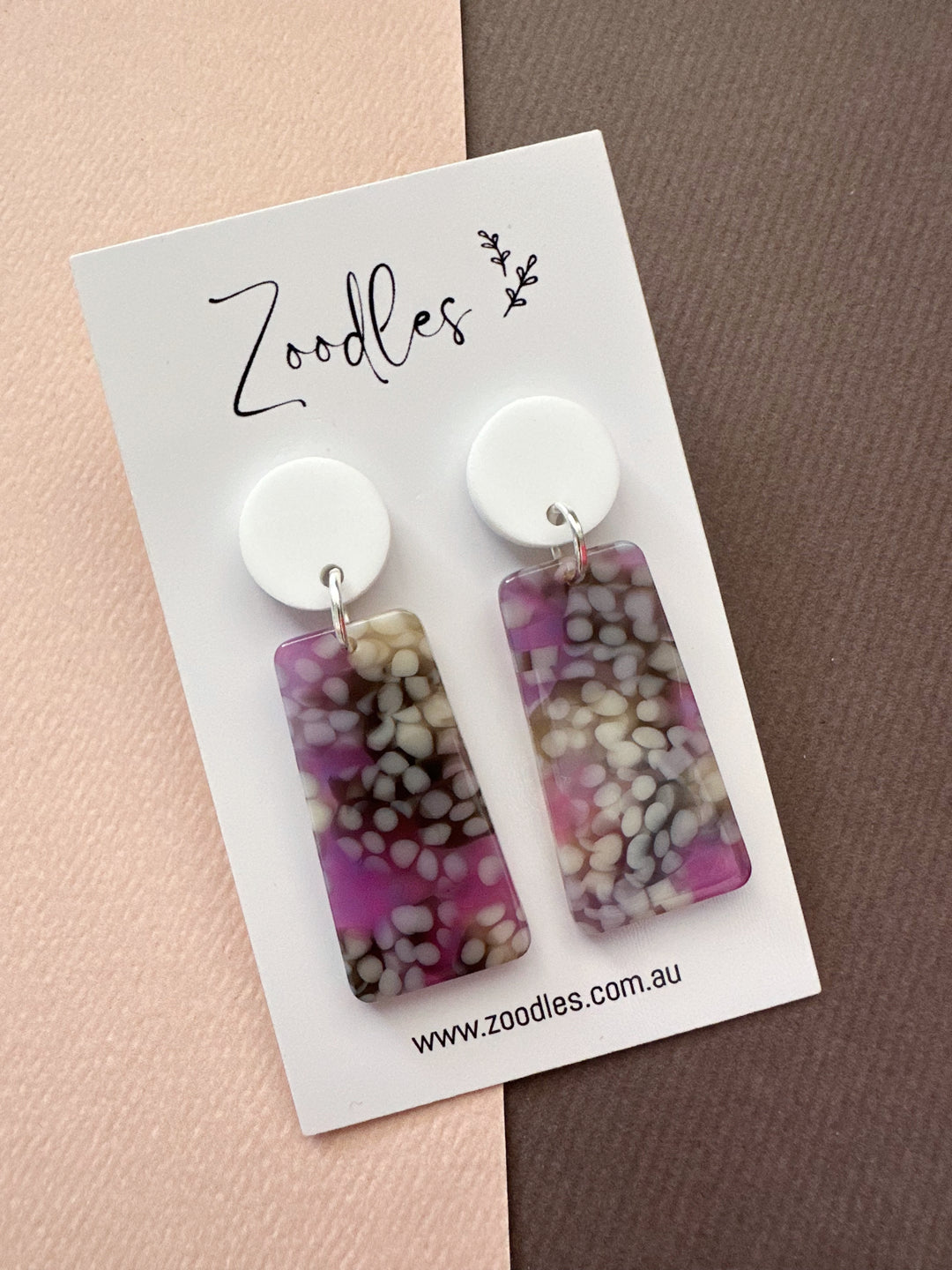 Zoodles Acrylic Dangles - Lilac Speckle Drops