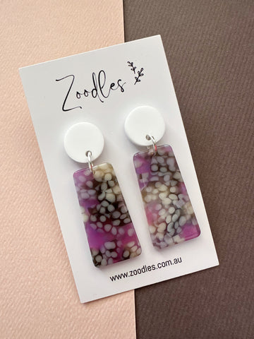 Zoodles Acrylic Dangles - Lilac Speckle Drops