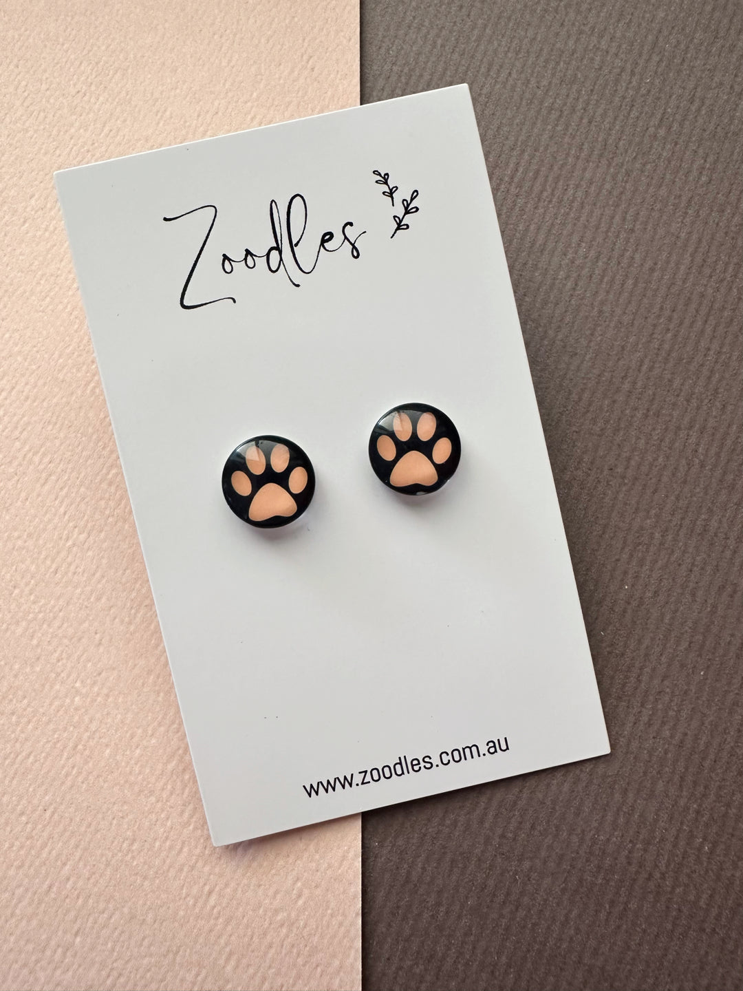 Zoodles Glass Studs - Paws