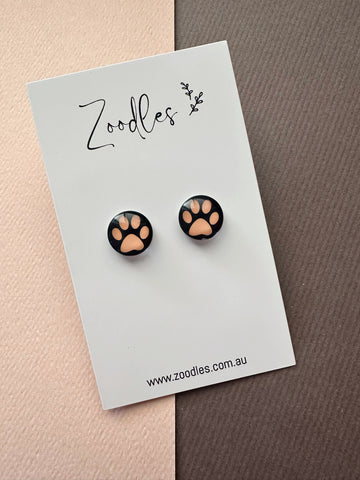 Zoodles Glass Studs - Paws