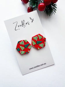 Zoodles Statement Hexi Studs - Christmas Trees