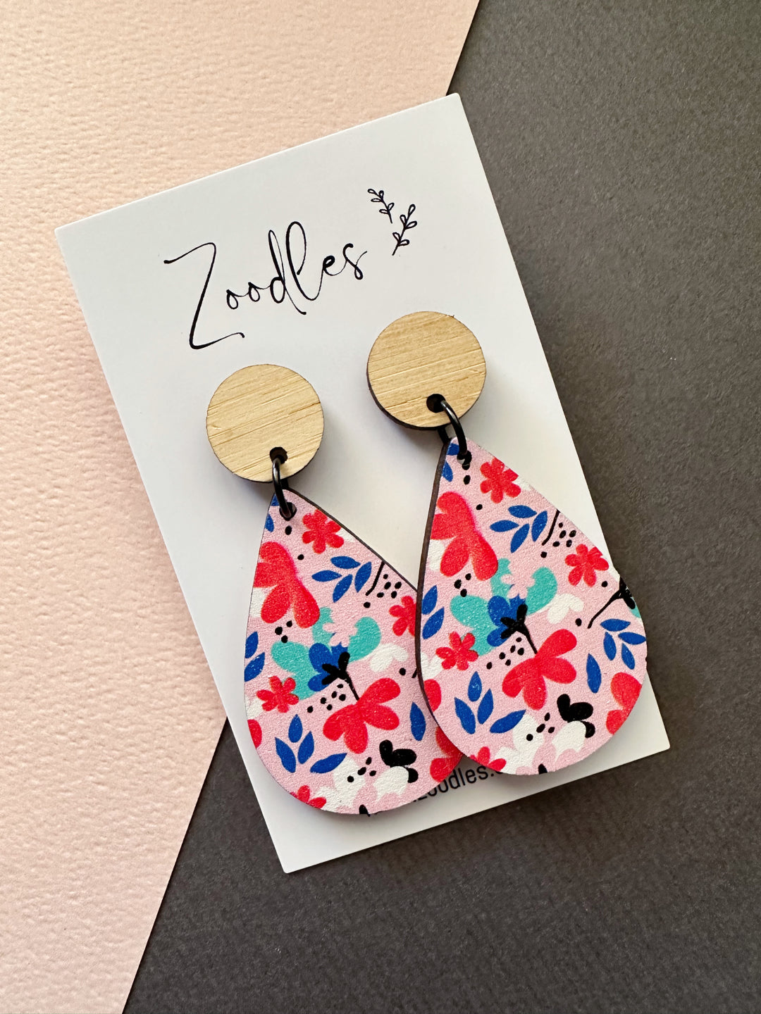 Zoodles Wooden Dangles - Blossom Teardrops