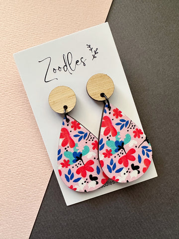 Zoodles Wooden Dangles - Blossom Teardrops