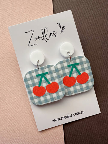 Zoodles Acrylic Dangles - Cherry Gingham