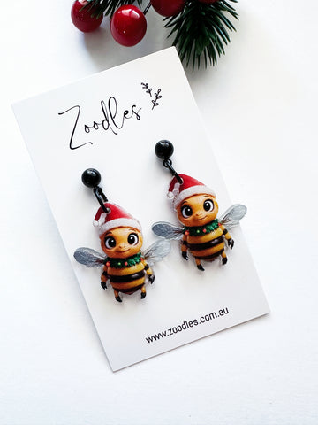 Zoodles Acrylic Dangles - Christmas Bumble Bee