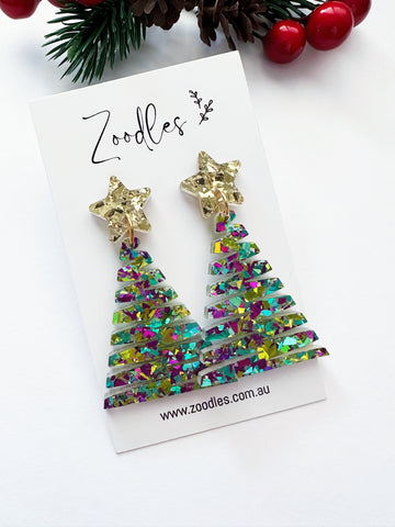 Zoodles Acrylic Dangles - Lime Zig Zag Christmas Tree